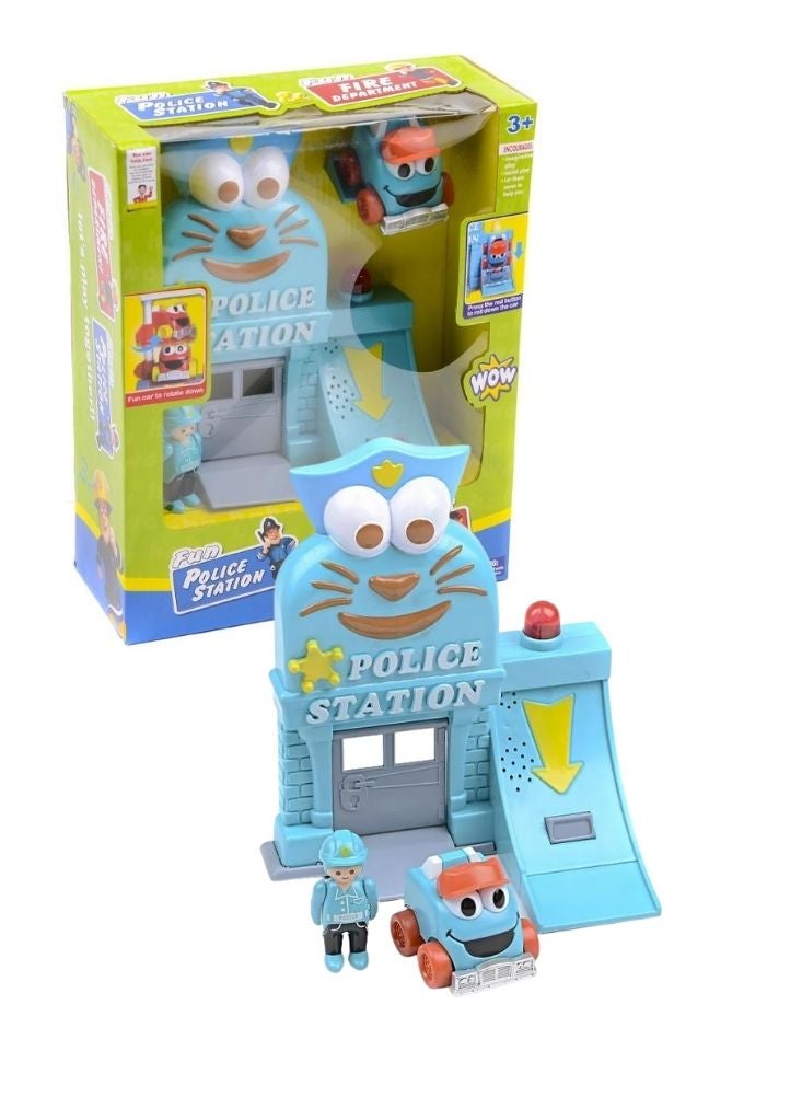 Premium Cartoon Cat Police Station Playset Toy – Kids Police Building with Mini Car & Figure - Image 1